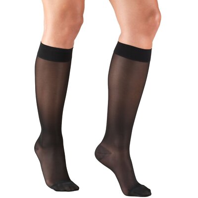 Compression Knee High Sheer Stockings for Women Truform 15-20 mmHg  Black