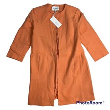 Lucy Paris Nwt Women's Light Orange Overcoat / Long Blazer Fully Lined Medium