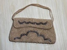 Vintage Beaded Purse Handbag Made In Japan Bridal Clutch Pearl Scalloped Design