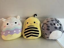 Squishmallow 8in Lot Of 3 - Bee Plush Seal Plush Easter Llama Plush