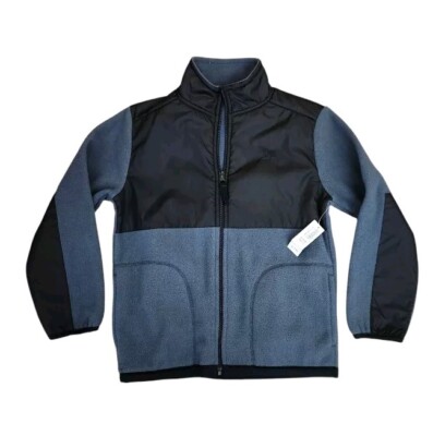 Old Navy Boys Small (6-7) Zip up Fleece Jacket Colorblock Gray And Black