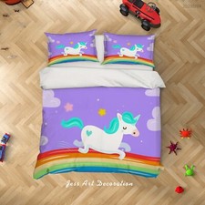 3D Unicorn Rainbow Cloud Kids Quilt Cover Set Duvet Cover Bedding