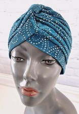 Women's Fashion Turban Gypsy Hat Headwrap Chemo Hat Cap Blue Teal