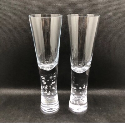 Crate & Barrel Krosno Verve Champagne Flute Bubble Stem Set of 2 5 oz Poland