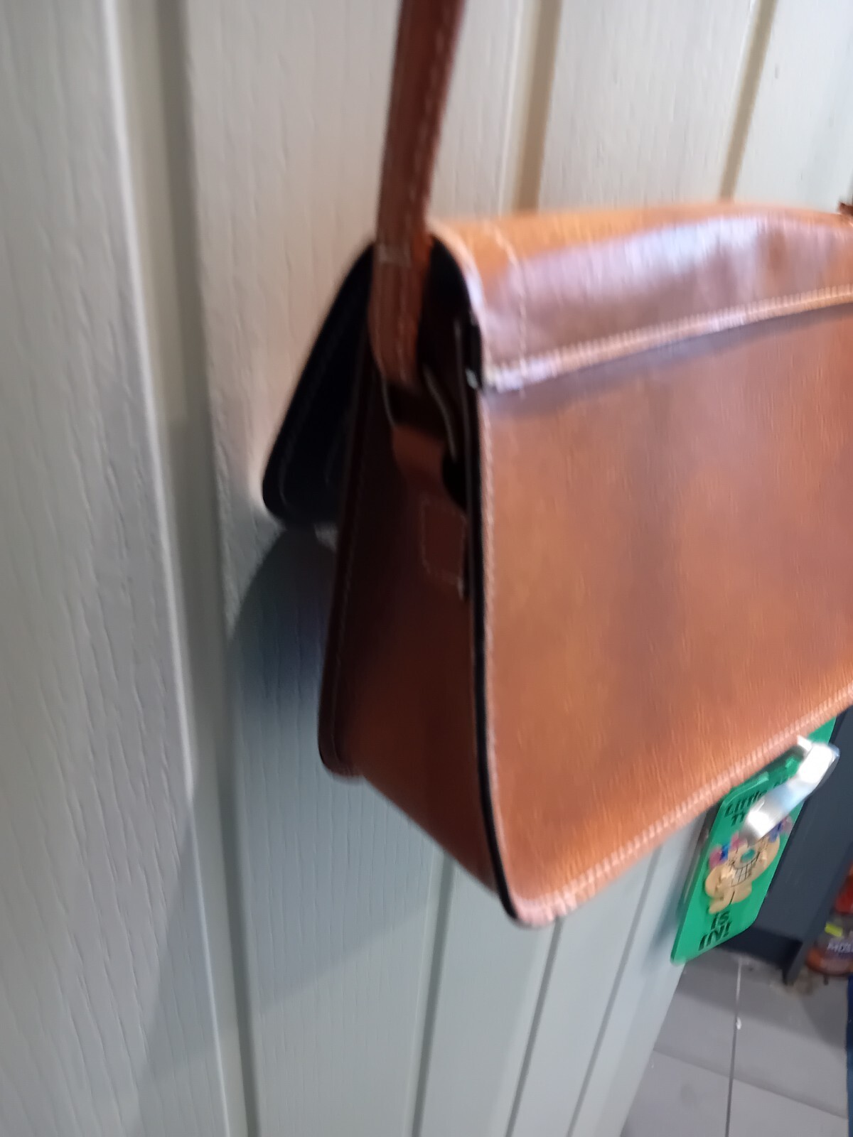 Basic Small Brown Handbag, Shoulder Strap, Button… - image 9