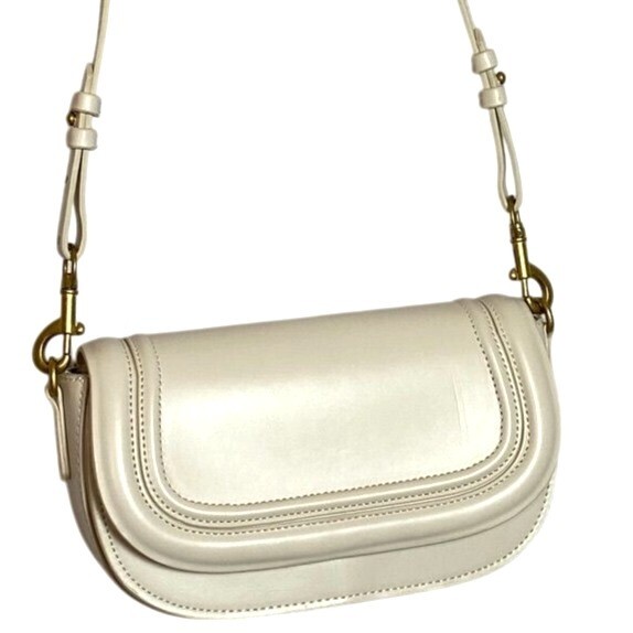 ◯sara Zara Ecru Cream Structured Crossbody Bag Adjustable Strap 10