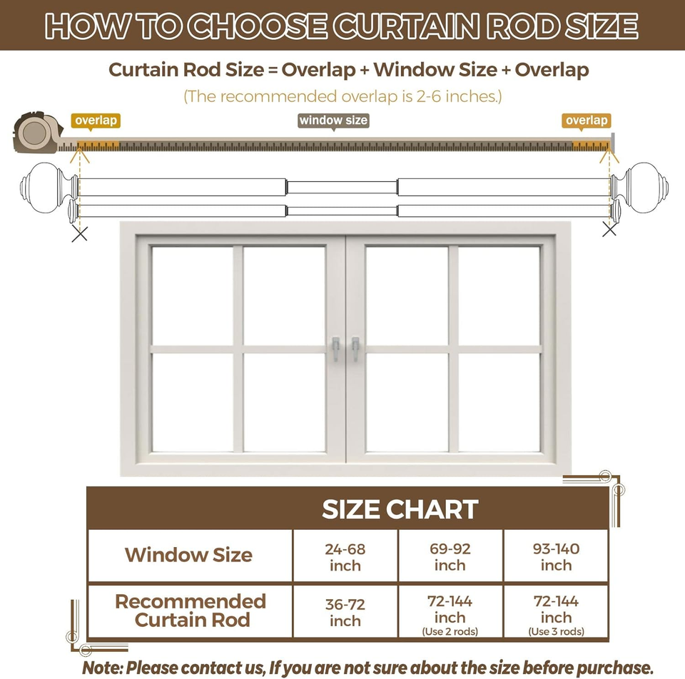 1 Inch Gold Double Curtain Rods 72 to 144 Inches (6 to 12 Ft), Drapery Rods for eBay