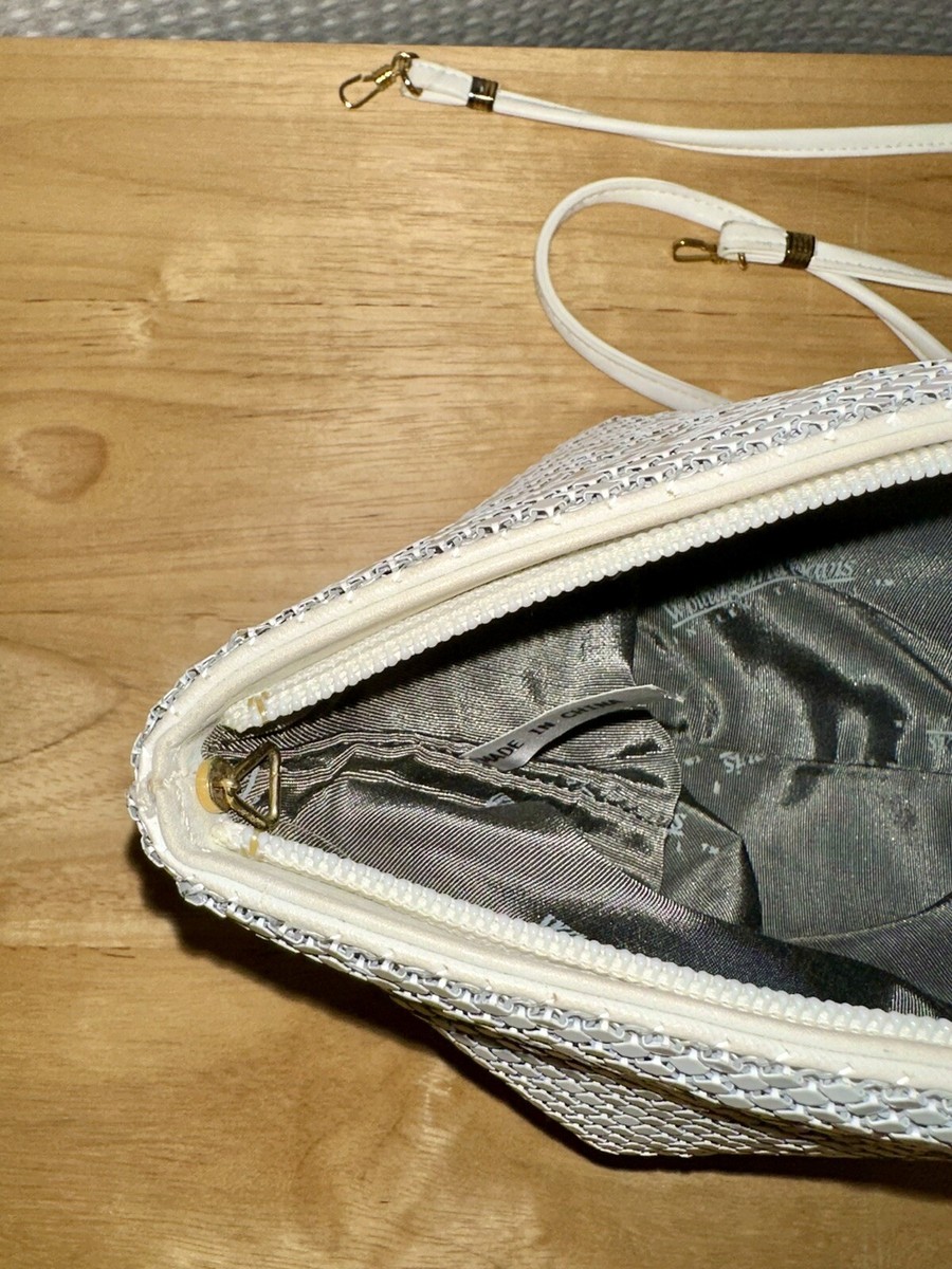 Whiting & Davis INTL White Metal Mesh Purse Handbag Bag