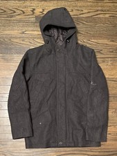 Tumi Tech Wool Blend Coat For Men - Size Medium - Black / Grey - Hooded