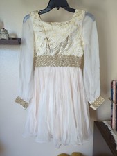 Vintage 1960s Junior/Tween Gold Dress With Jacquard Fabric