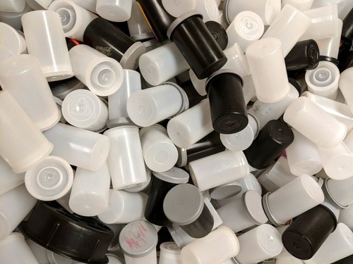 Lot of 50 Empty Plastic Film Canisters 35mm Film, Mixed White Black Clear 