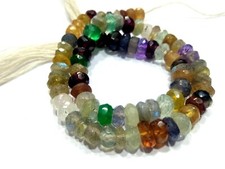 MULTI STONE NATURAL RONDELLE FACETED CUT 5-6MM LOOSE GEMSTONE BEADS 9"INCH
