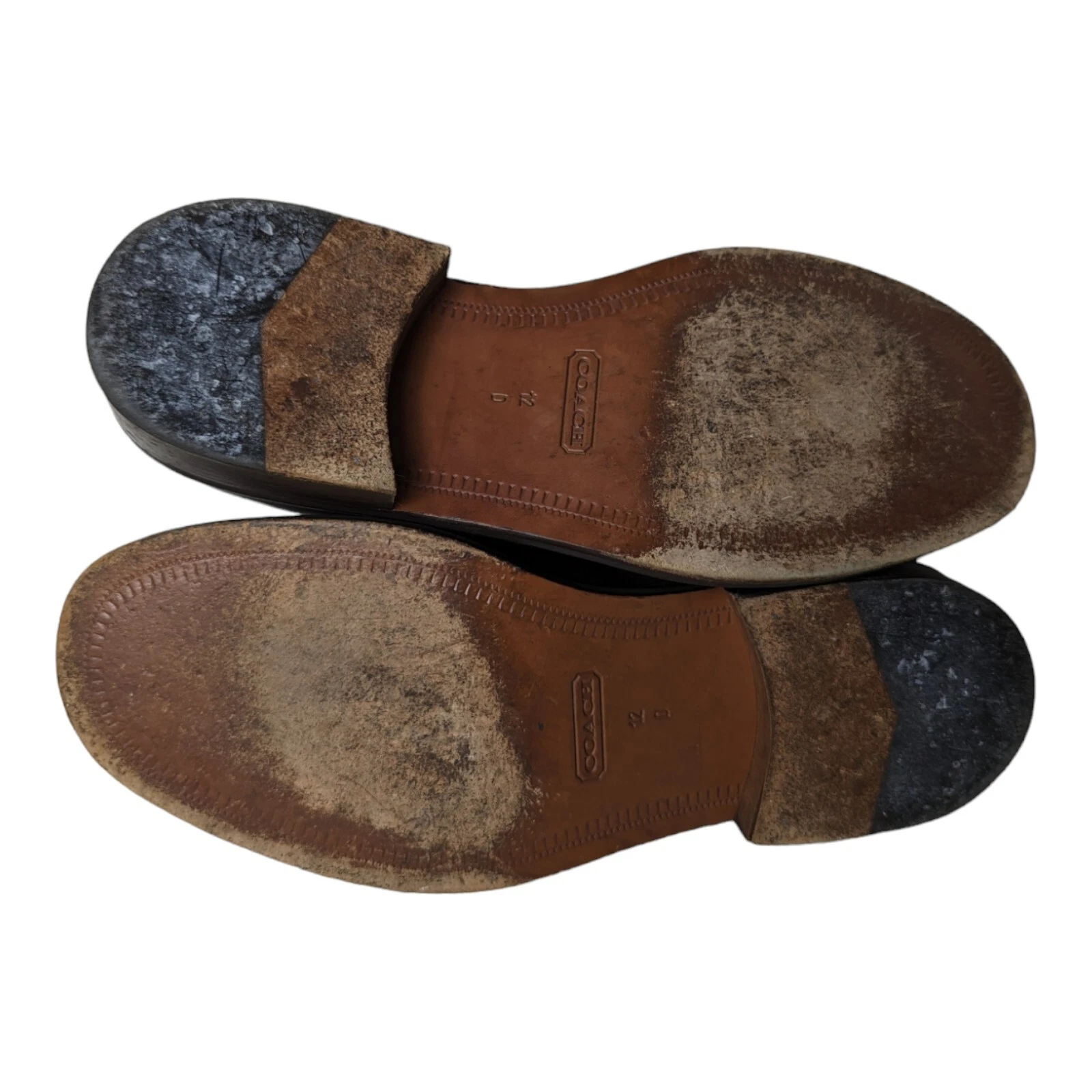 Scarpe eleganti Coach Stanley da uomo marroni in pelle taglia 12 D stringate punta rotonda GUC