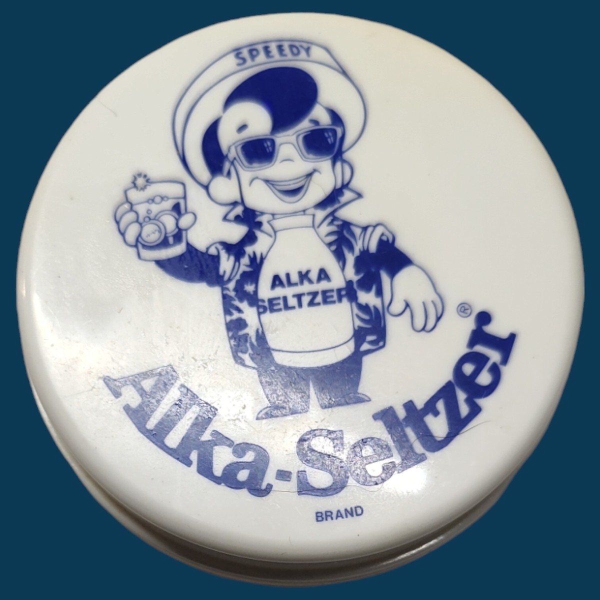 Vintage Speedy Alka Seltzer Collapsable Travel Cup with Lid Pill