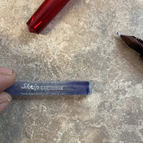 Sheaffer School rosso trasparente con penna stilografica con cappuccio cromato punta fine anni '60 - Foto 12 di 13
