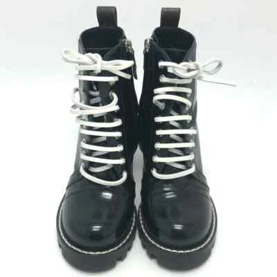 DUTY PAID Louis Vuitton MA1117 Bottines En Cuir À Lacets 36.5 Noir Femme - Photo 1/4