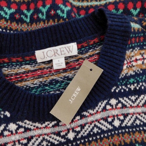 NWT!! J. CREW Fairisle Cherries Wool Puff Sleeve Sweater Cherry Fair Isle Small - Picture 8 of 10