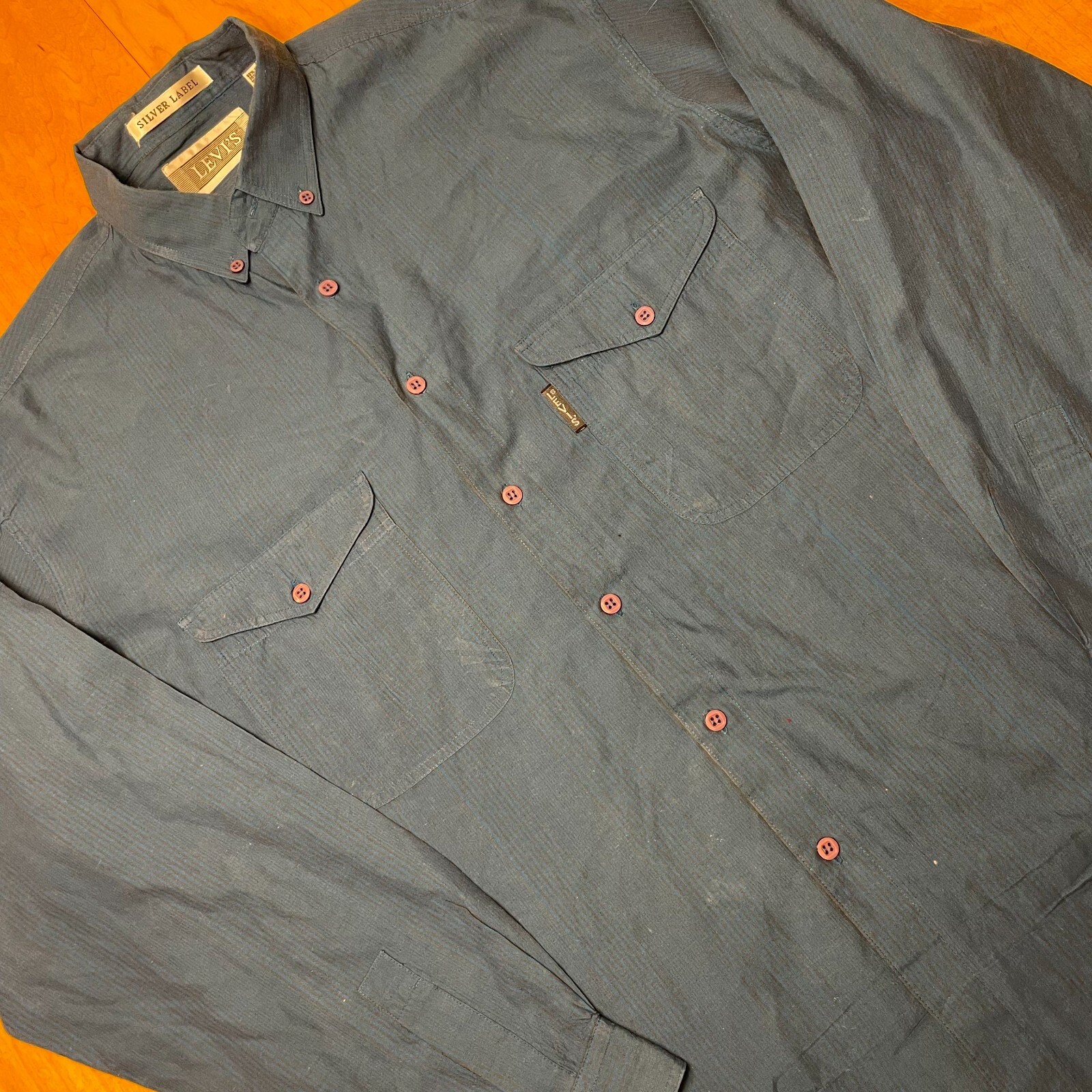 Vintage Levis Silver Label Solid Blue Large Weste… - image 4
