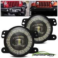 For Jeep Wrangler JK TJ Clear LED Universal Bumper Fog Lights Left Right Lamps