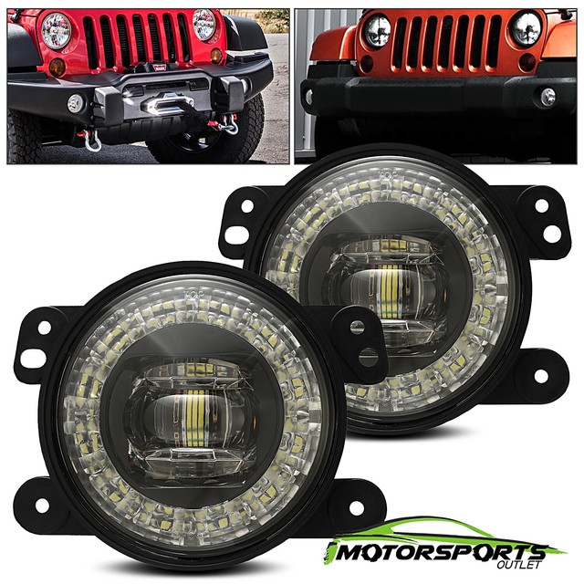 For Jeep Wrangler JK TJ Clear LED Universal Bumper Fog Lights Left