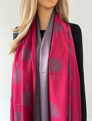 Ladies Burgundy Tree of Life Pashmina Shawl Wrap Winter Scarf Long Large  Warm UK