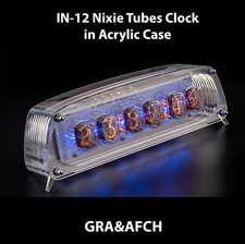 IN-12 Nixie Tubes Clock in Acrylic Case 12/24 SloteMachine WITH SOCKETS GRA AFCH