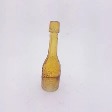 Vintage Bottle MINI Grapes Shaped Vintage Miniature Yellow/Brown/Amber