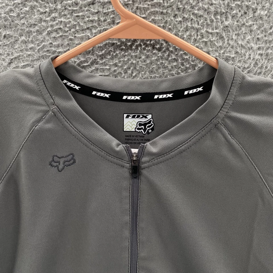 Fox Racing Shirt Men Medium Gray Motocross Biker 1/4 Zip Rider Tech Short Sleeve - Image 2 of 4