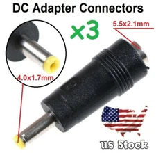 x3 Copper DC Power Connector 5.5mmx2.1mm Female to 4.0mmx1.7mm Male Adapter (G)