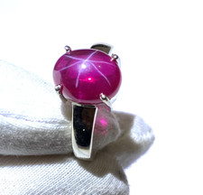 925 Solid Silver Oval Cut Star Ruby Ring Birthday Gift Ruby Jewelry Unisex Ring