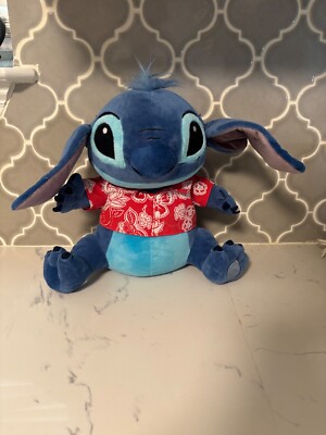 Disney Store 12 Inch Stitch Plush with Red Hawaiian Shirt