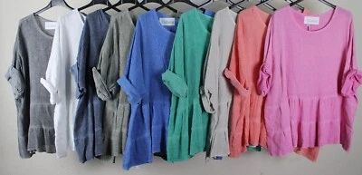 NEW LADIES SUMMER LIGHTWEIGHT CASUAL SCOOP NECK FLOWY DESIGN TUNIC TOP - Image 1 of 2