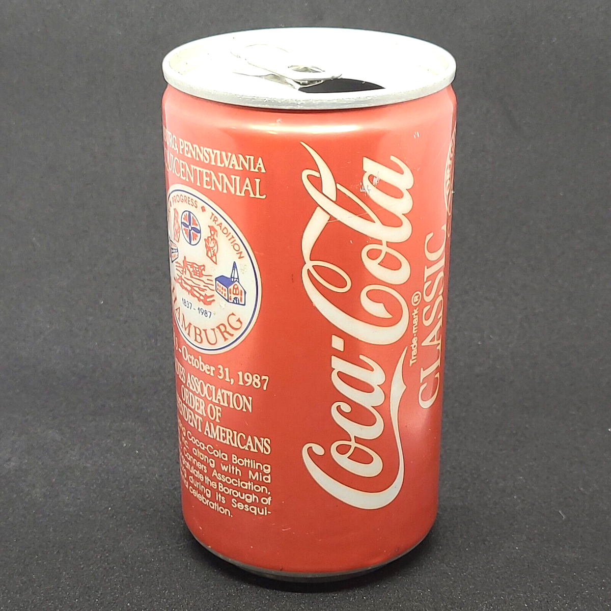 Vintage 1987 Coca-Cola Can, Hamburg PA Sesquicennial 1837-1987