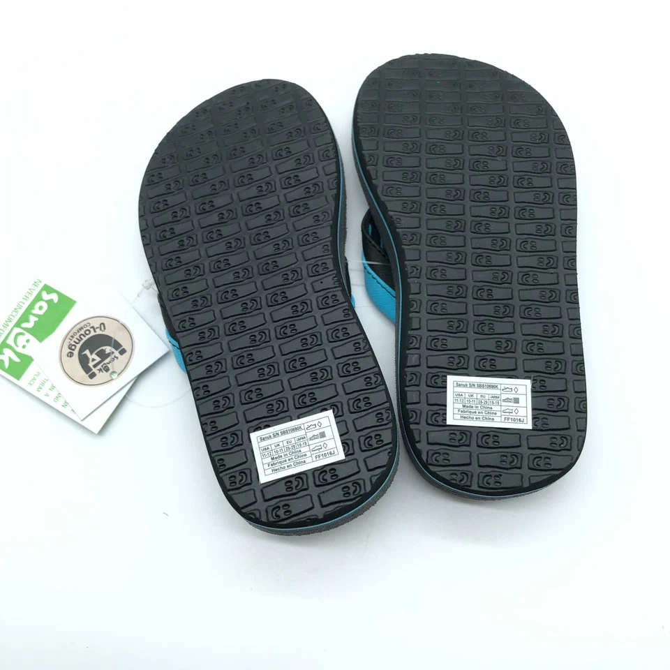 Сандалии-шлепанцы Sanuk для мальчиков девочек Rootbeer уютные легкие синие черные 11-12 - Изображение 3 из 4