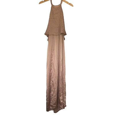 NWT Missguided Satin Mocha Brown Halter Neck Maxi Slit Dress Womens US 8 |  eBay