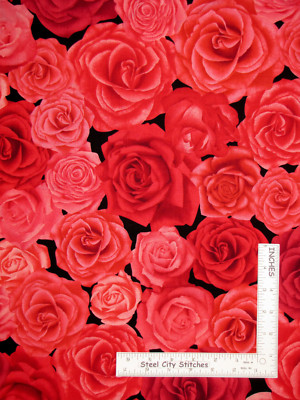 Rose Flowers Love Valentine Roses Cotton Fabric Timeless Treasures ...