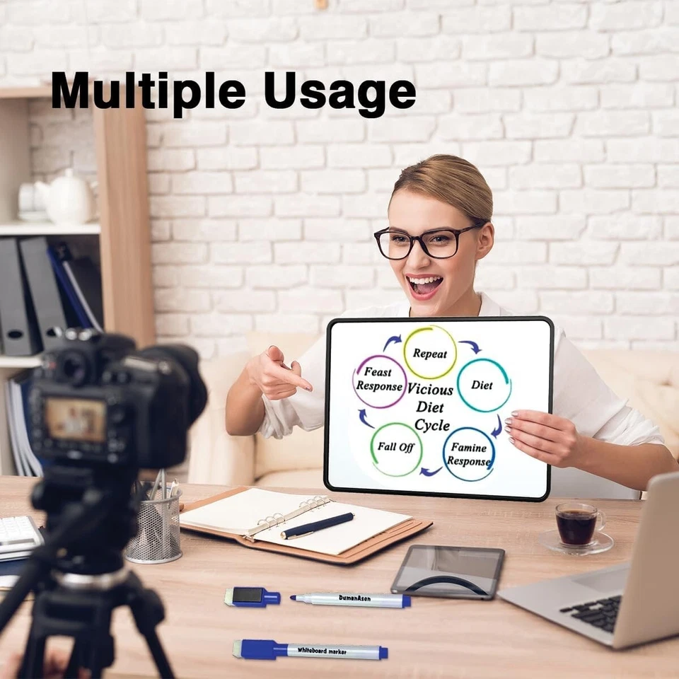 Versatile 8.2x11.8in Dry Erase Board with 8 Pens & Eraser - For Home or Office - Image 4 of 4