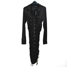 Pretty Little Thing - NEW - Chocolate Rib Ruched Detail Bodycon Dress - UK 8