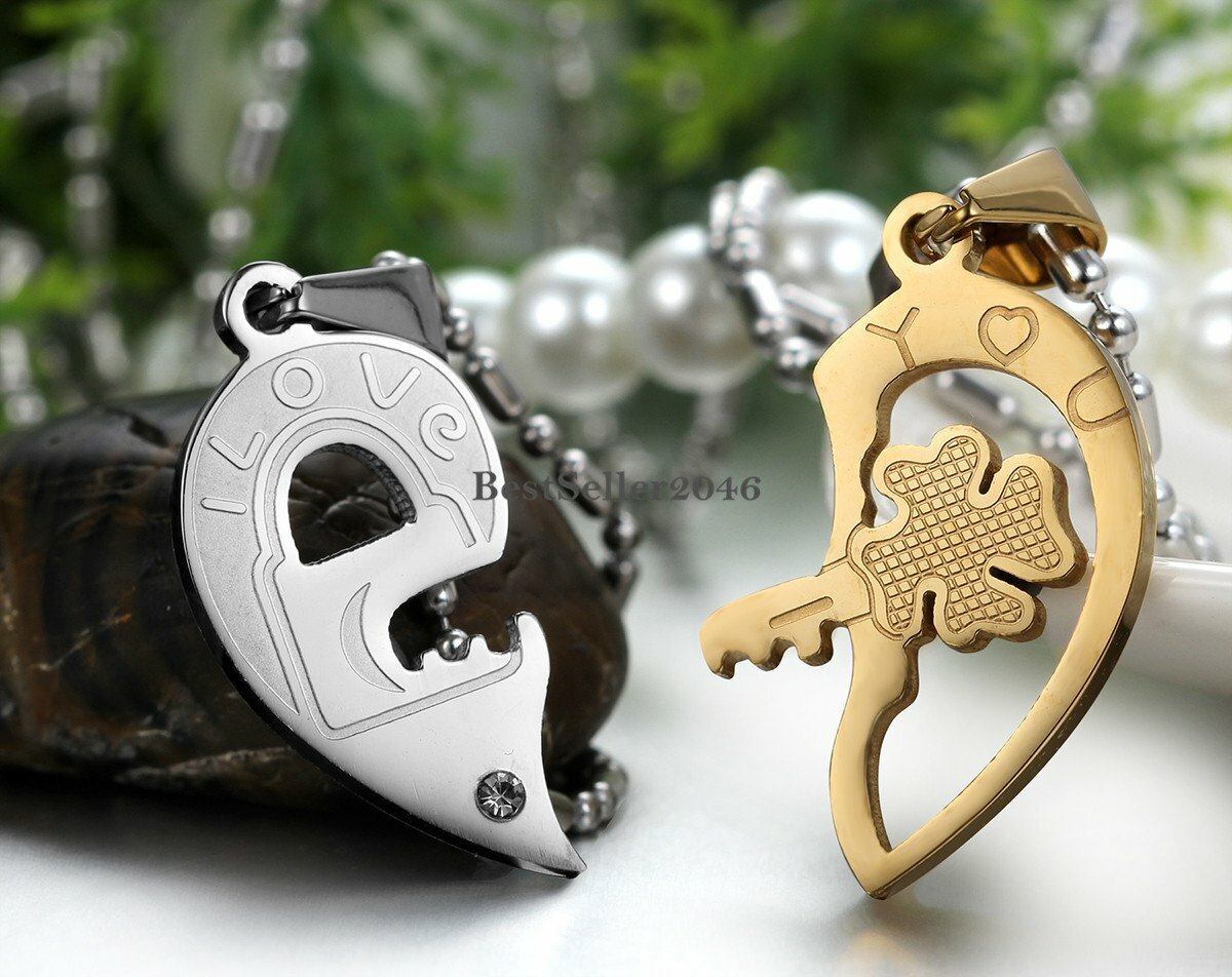 2pcs His And Hers Couple Stainless Steel Matching Puzzle Pendant
