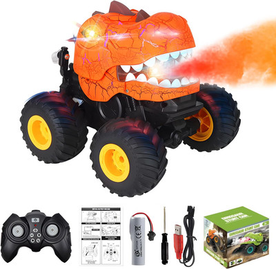 Dinosaur Remote Control Car, 360° Rotating RC Stunt Car Monster Truck Toys with 