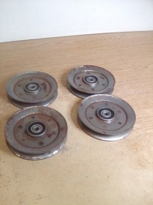 Lot Of 4 Steel Flat Idler Pulley 5'' O.D 3/8'' I.D W/KBC Bearing 62030