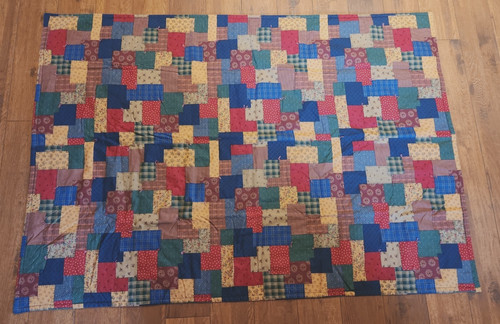 42" x 58" patchwork knotted 100% cotton cheater quilt