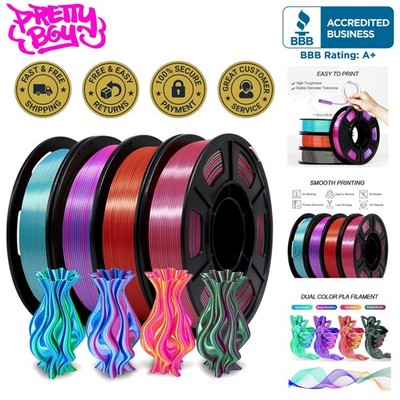 Versatile Dual Color Silk PLA Filament 1.75mm - 250g Spools for Smooth Printing