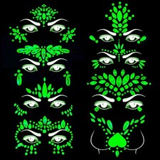 Meredmore 8Sets Glow in the Dark Face Gems 8 Count Pack of 1 , ABcolor