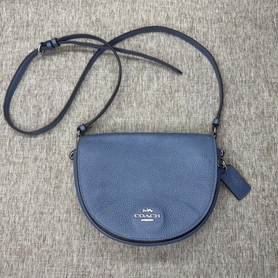 Coach Ellen Crossbody Bag Dusty Blue Pebble Leather Half Moon C1432 Silver Tone