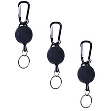 3pcs Retractable Lanyard Keychain Keyring Lock Creative Keychain (Black)