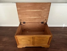 Antique Storage Bench, 36" Oak Wood Storage Chest