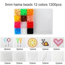 Fuse Beads Kit Hama Beads Perler Beads W/ Pegboards Ironing Paper for Boys Girls