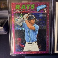 2026 Topps Heritage - Carson Williams #160 Chrome Pink Sparkle RC Rays plus base