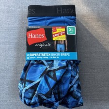 Hanes Men's Originals 3-Pack Superstretch Boxer Briefs Blue Black Size XL 40 42